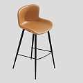 Modern Brown Leather Bar Stool with Black Metal Legs and Sleek Minimalist Design