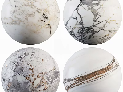 Natural Marble Sphere Components With Diverse White Gray And Brown Patterns 3d model