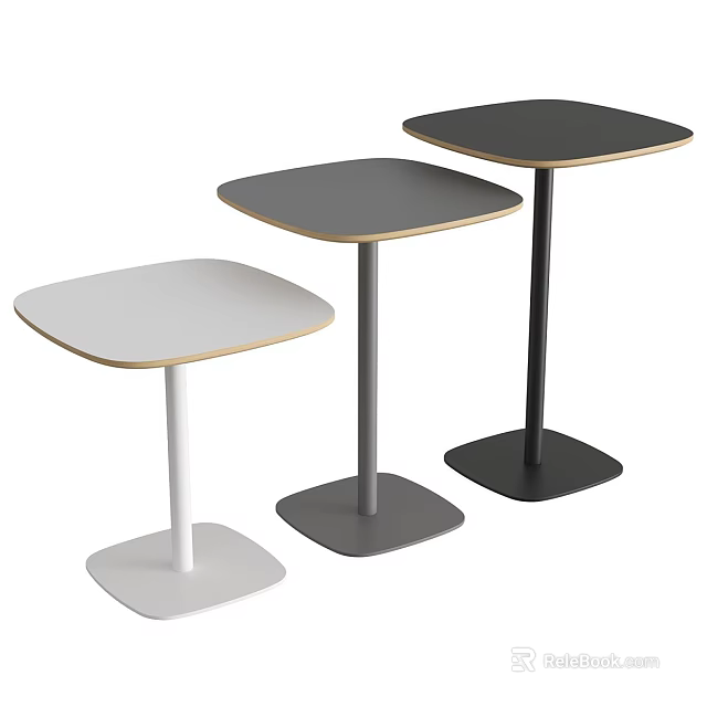 Modern Minimalist Functional Tables With Square Top Sturdy Base And Multiple Colors 3d model