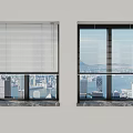 Adjustable Window Blinds in Modern Apartment with City and Sea View