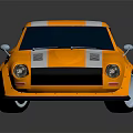 Vintage Yellow Sports Car With White Stripes And Sleek Body Design