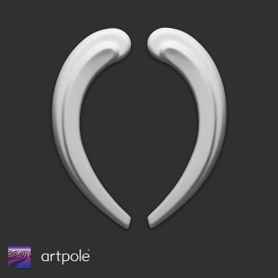 Symmetrical Curved White Components Featuring Smooth Surface and Modern Design 3d model