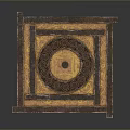 Decorative Wooden Furniture Piece With Square Frame And Circular Center Pattern