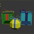 Colorful Gift Boxes With Open Green Box Blue Package Yellow Octagonal Present And Ribbons