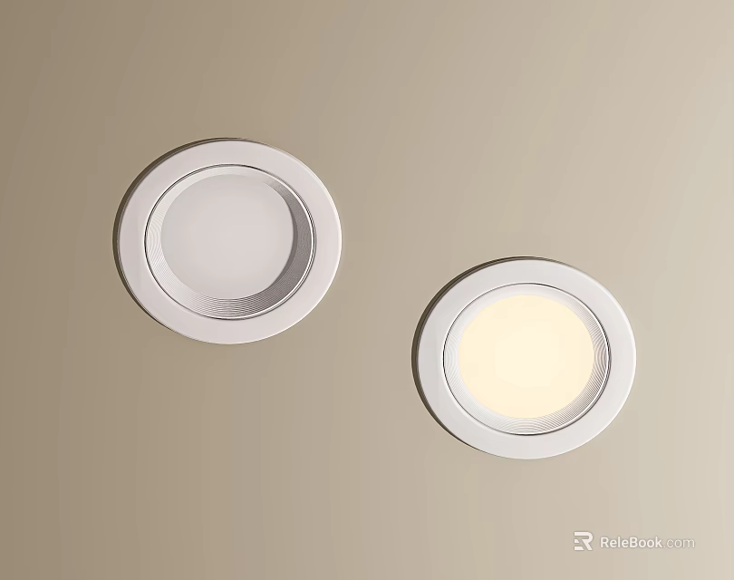 Two White Recessed Ceiling Lights With Modern Design And Bright Illumination 3d model 