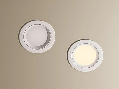 Two White Recessed Ceiling Lights With Modern Design And Bright Illumination 3d model