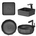 Black Bathtub Assortment Featuring Various Modern Shapes And Sleek Faucet Parts