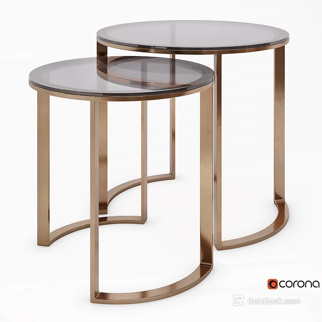 Elegant Modern Dining Table With Brass Frame And Glass Top Round Design 3d model