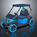 Sleek Modern Golf Cart With Blue Black Accents Stylish Wheels And 88 Seat Logo
