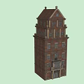 Future Architecture Multi Story Brick Building Design With Red Roof And Windows