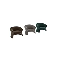 Modern Brown Upholstered Accent Chair With Curved Backrest And Unique Base