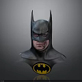 Man Wearing Detailed Batman Mask With Gray Costume And Yellow Logo