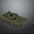 Military Vehicle Tank With Green Camouflage Turret Cannon Tracks And Antenna