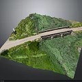Scenic Stone Arch Bridge Surrounded by Lush Green Vegetation With Adjacent Road