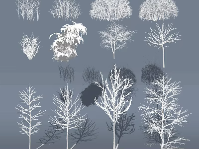 Winter Tree Silhouettes As Design Elements Including Snow Covered And Leafless Types 3d model