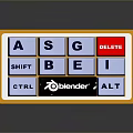 Electronic Keyboard With Yellow Frame Blender Logo Function Keys And Letter Buttons