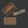 Three Shiny Striped Bronze Metal Storage Boxes With Classic Lock Details