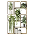 Indoor Multi tiered Wooden Frame Garden Decor With Hanging Plants And Various Green Potted Plants
