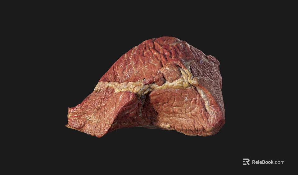 Fresh Raw Beef with Marbled Fat Texture Isolated on Black Background 3d model 