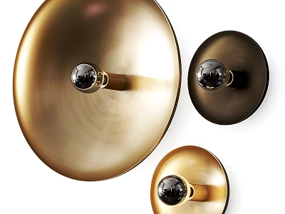Elegant Modern Brass Wall Lights With Round Disc Design And Glass Sphere Details 3d model