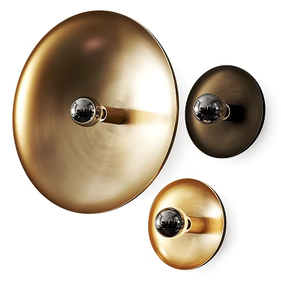 Elegant Modern Brass Wall Lights With Round Disc Design And Glass Sphere Details 3d model