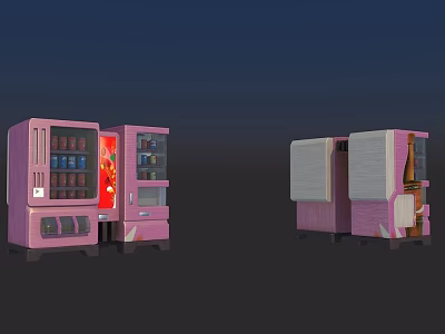 Pink Commercial Vending Machines With Different Designs And Display Windows 3d model