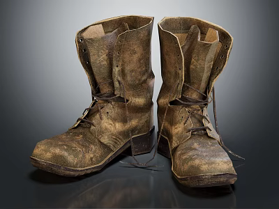 Vintage Leather Boots Distressed Design With Lace Up Front Rustic Brown Classic Workwear Style 3d model