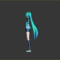 Game Anime Character With Teal Long Twin Tails And Blue Hoodie Shorts Outfit