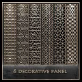 Six Decorative Panel Screen With Geometric Patterns In Gold And Black 3d model