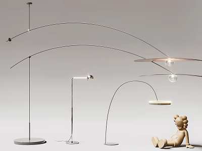 Modern Arc Floor Lamps With Metal Stand And Decorative Lighting Design 3d model