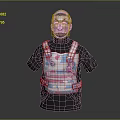 Patterned Tactical Vest And Mask With Pink Blue Design For Clothing Outfit