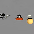Stylish Ceiling Lights Featuring Black Gold Orange Silver Shades And Various Designs 3d model