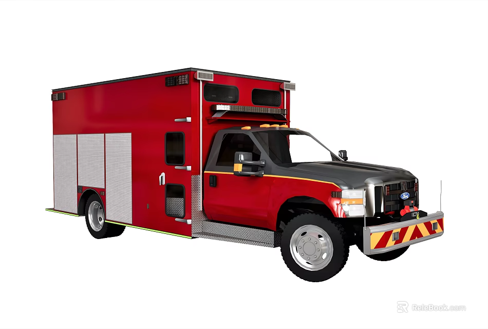 Red Ambulance Emergency Medical Vehicle With Functional Body Design And Equipment 3d model 