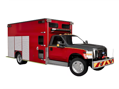 Red Ambulance Emergency Medical Vehicle With Functional Body Design And Equipment 3d model