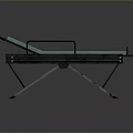 Portable Foldable Medical Stretcher With Green Mattress And Metal Frame Design
