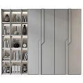 Modern Decorative Cabinet With Books Vases Clock Plant And Decorative Items