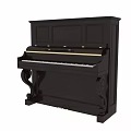 Elegant Dark Wood Upright Piano With Carved Legs And Decorative Panels