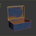 Home Blue Open Storage Box with Orange Interior and Distressed Texture 3d model
