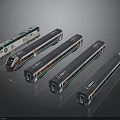 Modern High Speed Train Models With Multiple Carriages And Sleek Design