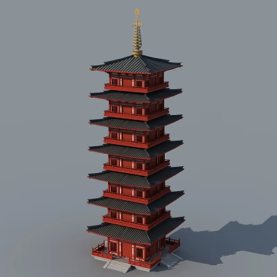 Chinese Tower Four Corner Tower 3d model Chinese Tower Four Corner Tower 3d model