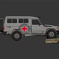 White SUV Model Featuring Red Cross Emblem On Stone Display Base
