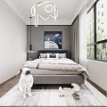 Modern Kids Room Interior Design With Bed Pillows Wall Lamps And Stuffed Toys On Rug