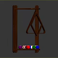 Brown Wooden Billiard Ball Display Rack With Colorful Balls And Geometric Frame