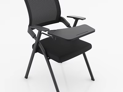 Modern Office Chair With Mesh Backrest Armrests And Foldable Desk Tray Design 3d model