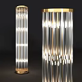 Elegant Modern Crystal Floor Lamp Featuring Gold Accent And Illuminated Transparent Shade