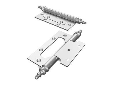 Durable Silver Metal Hinges For Doors With Plates Pins And Screw Holes 3d model