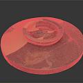 Decorative Round Ceramic Plate with Orange Brown Glaze and Animal Motifs