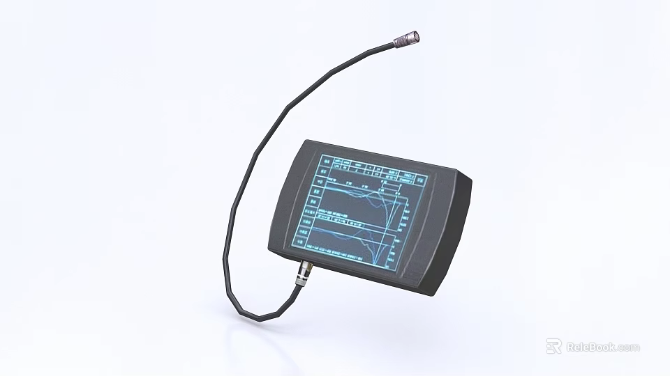 Industrial Equipment With Display Screen Showing Technical Graphs And Connecting Cable 3d model 