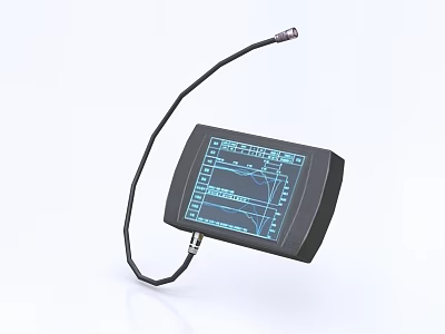 Industrial Equipment With Display Screen Showing Technical Graphs And Connecting Cable 3d model