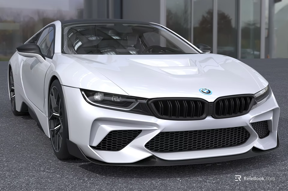 White BMW Sports Car With Sleek Front Grille And Headlights 3d model 